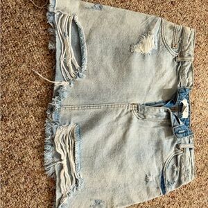 Forever 21 Light Blue Ripped Denim Shorts